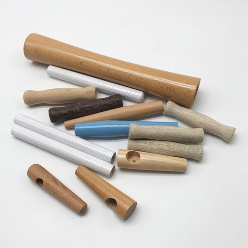 实木手柄 橡胶木彩色木质把手来图定制 木配件家居工具通孔木手柄